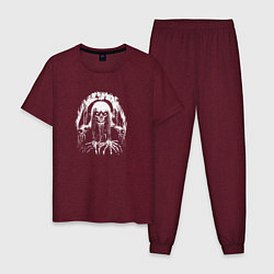 Пижама хлопковая мужская Undead Attack, цвет: меланж-бордовый