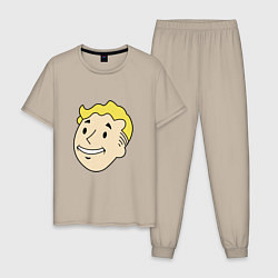 Пижама хлопковая мужская Vault boy head, цвет: миндальный