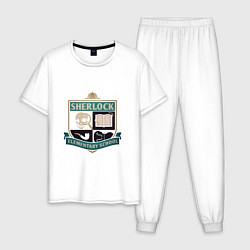 Пижама хлопковая мужская Начальная школа Шерлока, цвет: белый