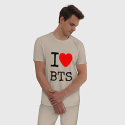 Пижама хлопковая мужская I love BTS, цвет: миндальный — фото 2