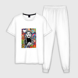 Пижама хлопковая мужская Madonna singer, цвет: белый