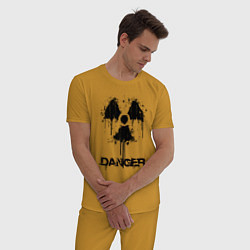 Пижама хлопковая мужская Danger radiation symbol, цвет: горчичный — фото 2