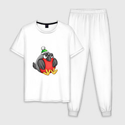 Пижама хлопковая мужская Толстый снегирь, цвет: белый