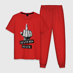 Пижама хлопковая мужская Haters gonna hate, цвет: красный
