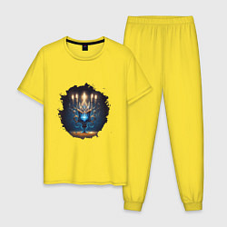 Пижама хлопковая мужская Ханука - торжество праздника огней, цвет: желтый