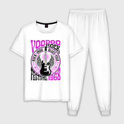 Пижама хлопковая мужская Гитара с крыльями voodoo rock, цвет: белый