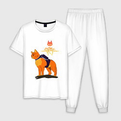 Пижама хлопковая мужская Stray - cat logo, цвет: белый