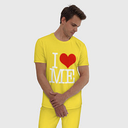 Пижама хлопковая мужская I love me, цвет: желтый — фото 2