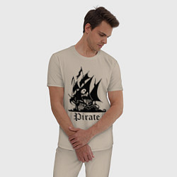 Пижама хлопковая мужская Пират, цвет: миндальный — фото 2