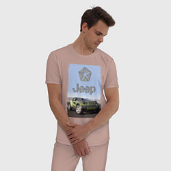 Пижама хлопковая мужская Chrysler Jeep - concept, цвет: пыльно-розовый — фото 2