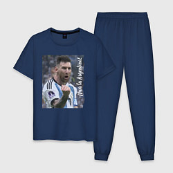 Пижама хлопковая мужская Viva la Argentina - Lionel Messi - world champion, цвет: тёмно-синий