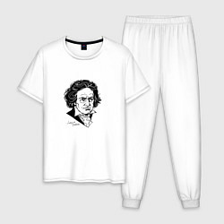 Пижама хлопковая мужская Людвиг ван Бетховен, цвет: белый