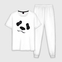 Пижама хлопковая мужская Взгляд панды, цвет: белый