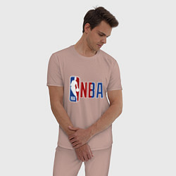 Пижама хлопковая мужская NBA - big logo, цвет: пыльно-розовый — фото 2