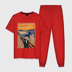 Пижама хлопковая мужская Крик бездомный Бог, цвет: красный