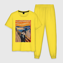 Пижама хлопковая мужская Крик бездомный Бог, цвет: желтый
