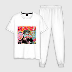 Пижама хлопковая мужская David Bowie musician singer, цвет: белый