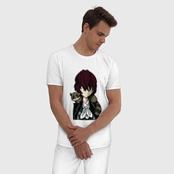 Пижама хлопковая мужская Эдгар Аллан по в минимализме, цвет: белый — фото 2