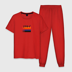 Пижама хлопковая мужская Винтажная мода 1984 года, цвет: красный