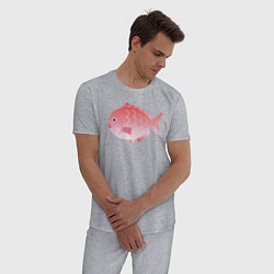 Пижама хлопковая мужская Красный морской лещ, цвет: меланж — фото 2