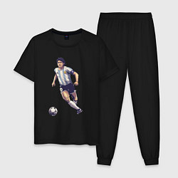 Пижама хлопковая мужская Maradona football, цвет: черный