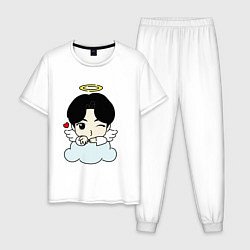 Пижама хлопковая мужская Jin - ангелочек из бтс, цвет: белый