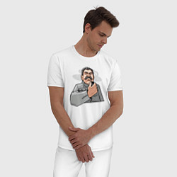Пижама хлопковая мужская Сталин недоволен, цвет: белый — фото 2
