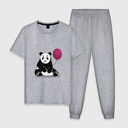 Пижама хлопковая мужская Панда с шариком, цвет: меланж
