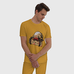 Пижама хлопковая мужская Hugs from crab, цвет: горчичный — фото 2