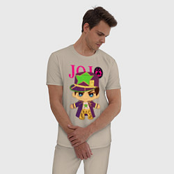 Пижама хлопковая мужская Little Jotaro Cujo - JoJo Bizarre Adventure, цвет: миндальный — фото 2