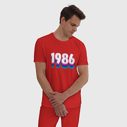 Пижама хлопковая мужская Made in 1986 vintage art, цвет: красный — фото 2
