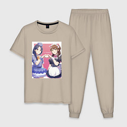 Пижама хлопковая мужская Нэрура и Нагоми Вахира - Akiba Meido Sensou, цвет: миндальный