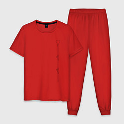 Пижама хлопковая мужская Надпись люби себя, цвет: красный