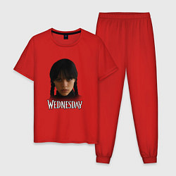 Пижама хлопковая мужская Уэнсдэй Wednesday, цвет: красный