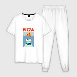 Пижама хлопковая мужская Pizza jaws, цвет: белый