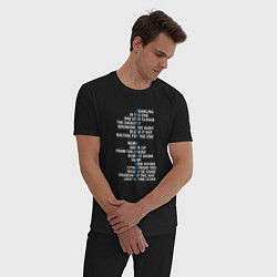 Пижама хлопковая мужская Честер Беннингтон треки, цвет: черный — фото 2