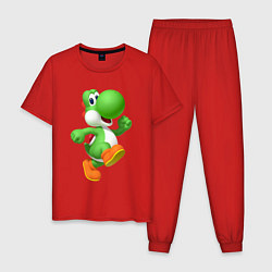 Пижама хлопковая мужская Йоши, цвет: красный