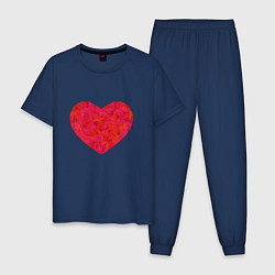 Пижама хлопковая мужская Сердце из мазков краски, цвет: тёмно-синий