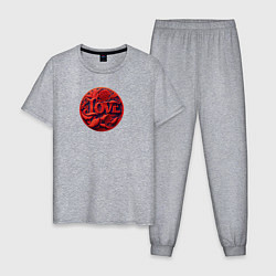 Пижама хлопковая мужская Любовь на День Святого Валентина, узор, цвет: меланж