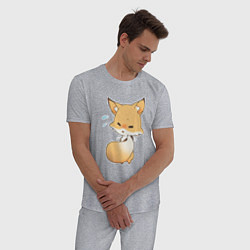 Пижама хлопковая мужская Милая лисичка смущается, цвет: меланж — фото 2
