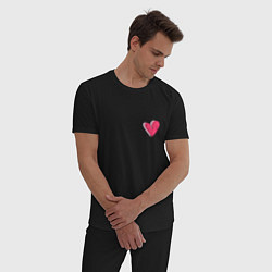Пижама хлопковая мужская Бьющееся сердце - мини, цвет: черный — фото 2