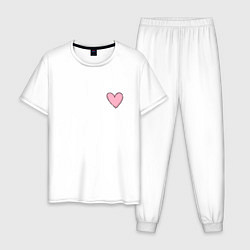 Пижама хлопковая мужская Нарисованное сердце - мини, цвет: белый