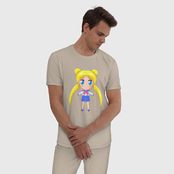 Пижама хлопковая мужская Sailor moon chibi, цвет: миндальный — фото 2