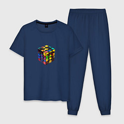 Пижама хлопковая мужская Кубик-рубик, цвет: тёмно-синий