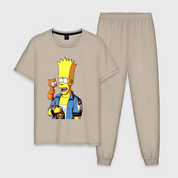 Мужская пижама Барт Симпсон и Снежок - нейросеть