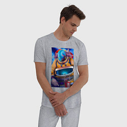 Пижама хлопковая мужская Космонавт - нейросеть, цвет: меланж — фото 2