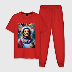 Пижама хлопковая мужская Космонавт Сальвадор Дали, цвет: красный