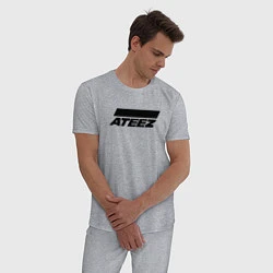 Пижама хлопковая мужская Ateez big logo, цвет: меланж — фото 2
