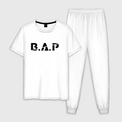Пижама хлопковая мужская B A P black logo, цвет: белый