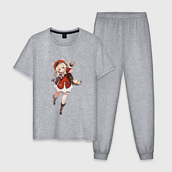 Пижама хлопковая мужская Кли из Genshin Impact, цвет: меланж